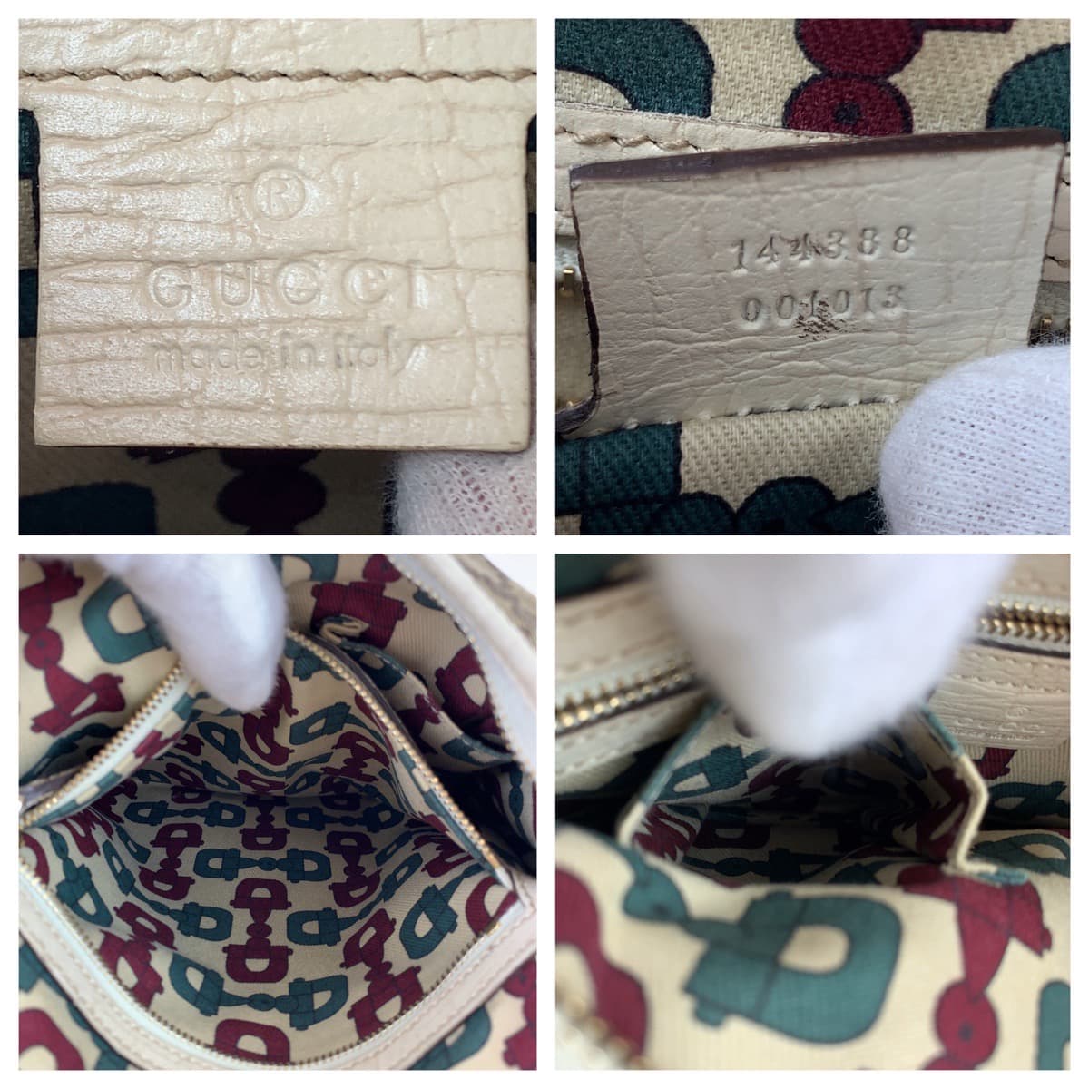 GUCCI グッチ シェリーライン ベージュ ホワイト 白 GGキャンバス / レザー 144388 ショルダーバッグ 斜め掛け  レディース