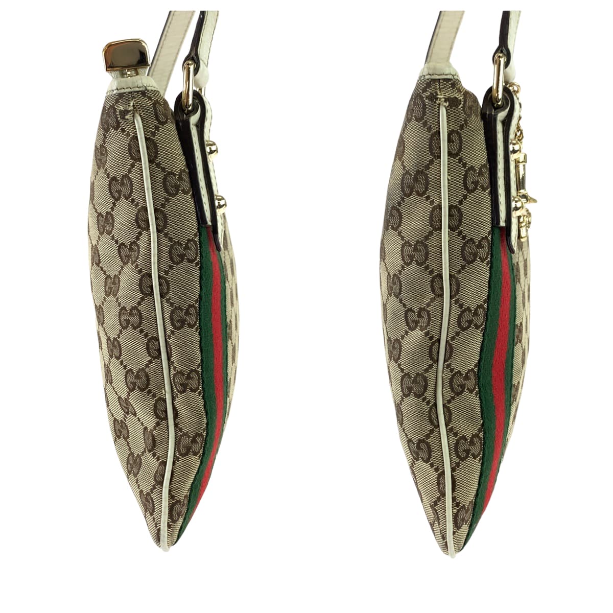 GUCCI グッチ シェリーライン ベージュ ホワイト 白 GGキャンバス / レザー 144388 ショルダーバッグ 斜め掛け  レディース