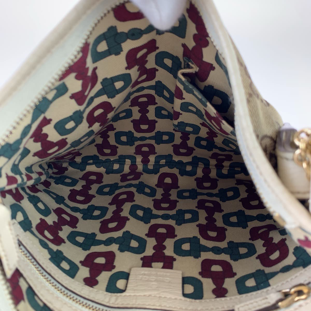 GUCCI グッチ シェリーライン ベージュ ホワイト 白 GGキャンバス / レザー 144388 ショルダーバッグ 斜め掛け  レディース
