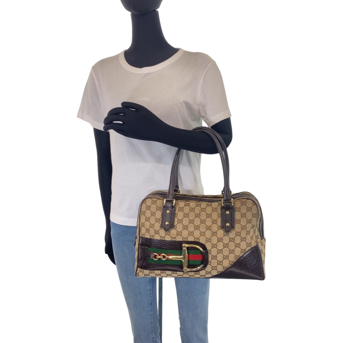 GUCCI グッチ シェリーライン ブラウン 茶 ゴールド金具 GGキャンバス 141503 トートバッグ ハンドバッグ ショルダーバッグ  レディース