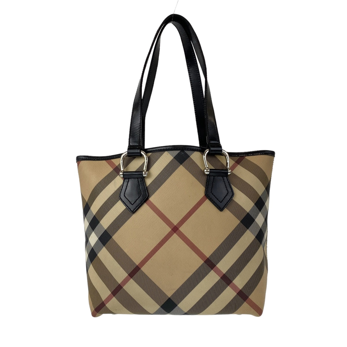 BURBERRY バーバリー ノバチェック ベージュ ブラウン シルバー金具 PVC トートバッグ 肩掛け  レディース