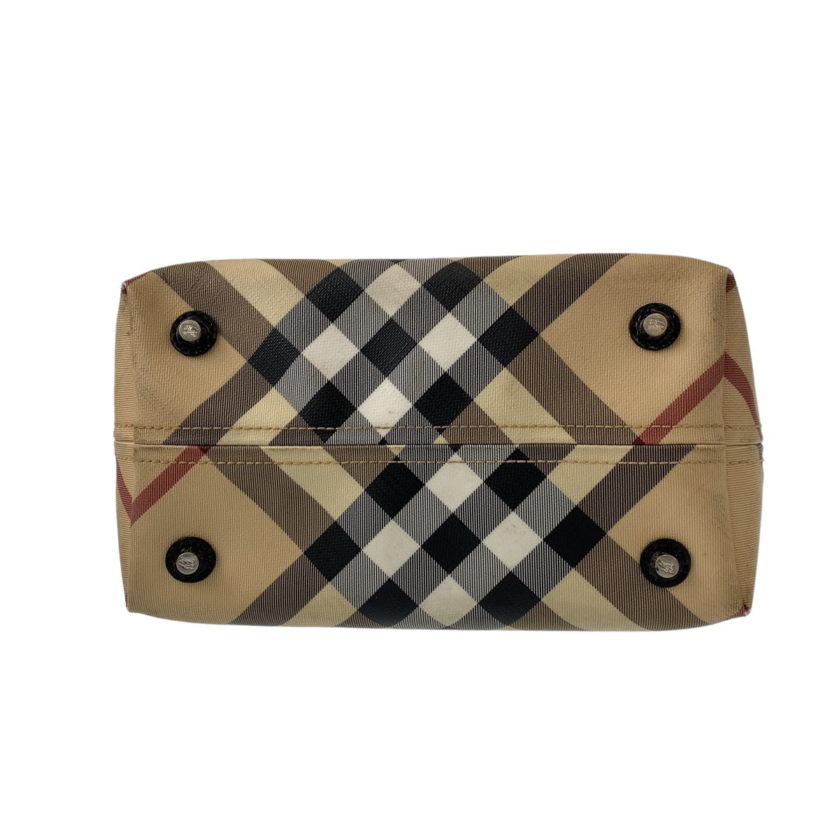 BURBERRY バーバリー ノバチェック ベージュ ブラウン シルバー金具 PVC トートバッグ 肩掛け  レディース