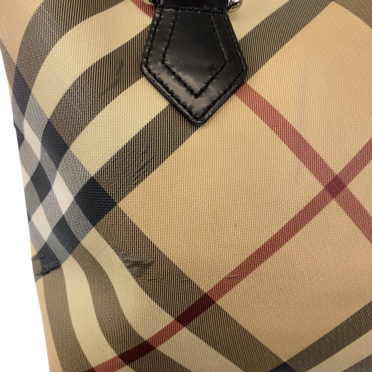 BURBERRY バーバリー ノバチェック ベージュ ブラウン シルバー金具 PVC トートバッグ 肩掛け  レディース