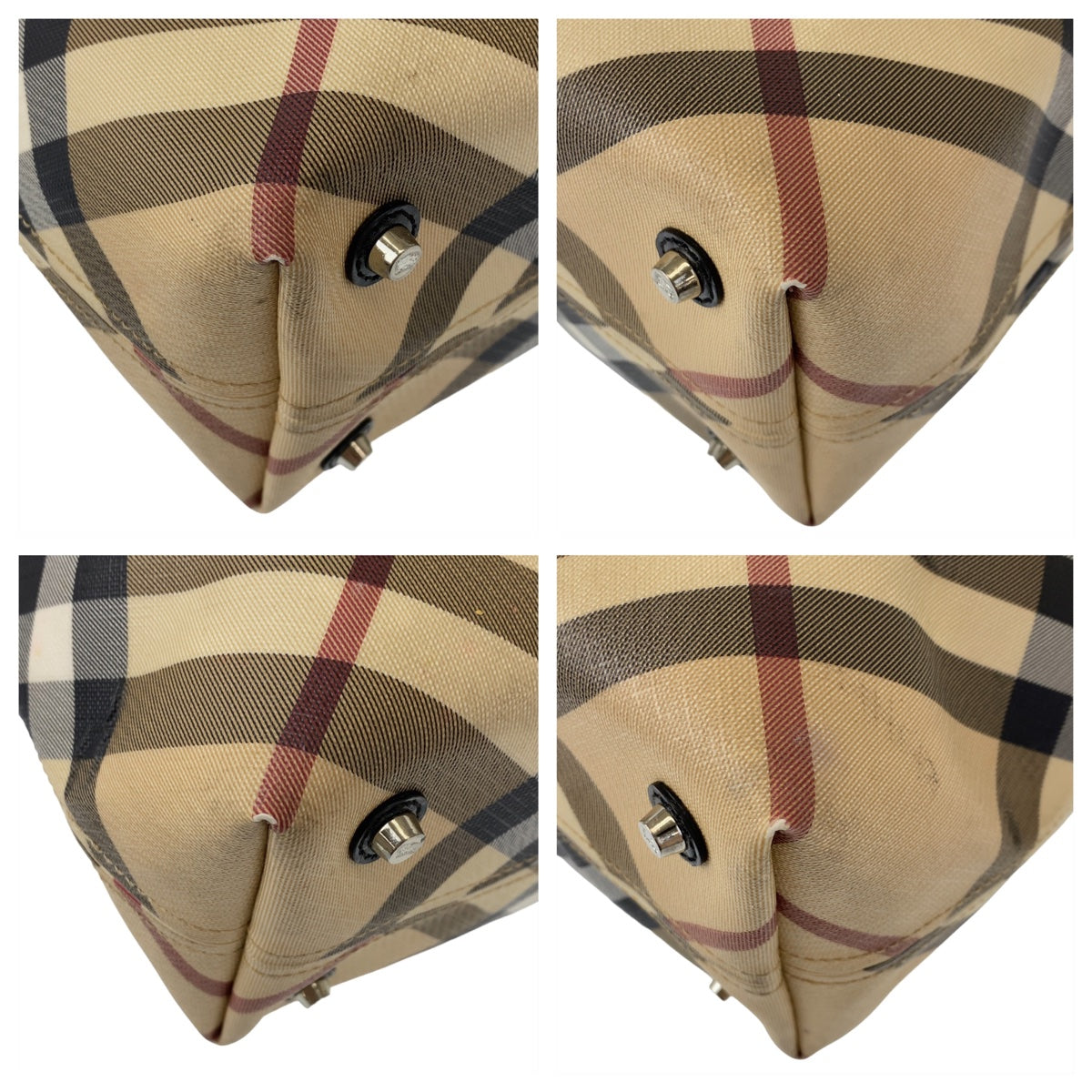 BURBERRY バーバリー ノバチェック ベージュ ブラウン シルバー金具 PVC トートバッグ 肩掛け  レディース