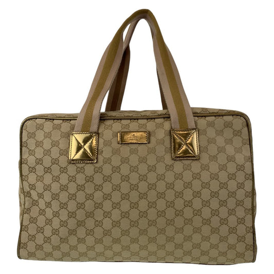 10833
 GUCCI GG pattern beige gold gold hardware GG canvas 153240 Boston bag handbag unisex ladies