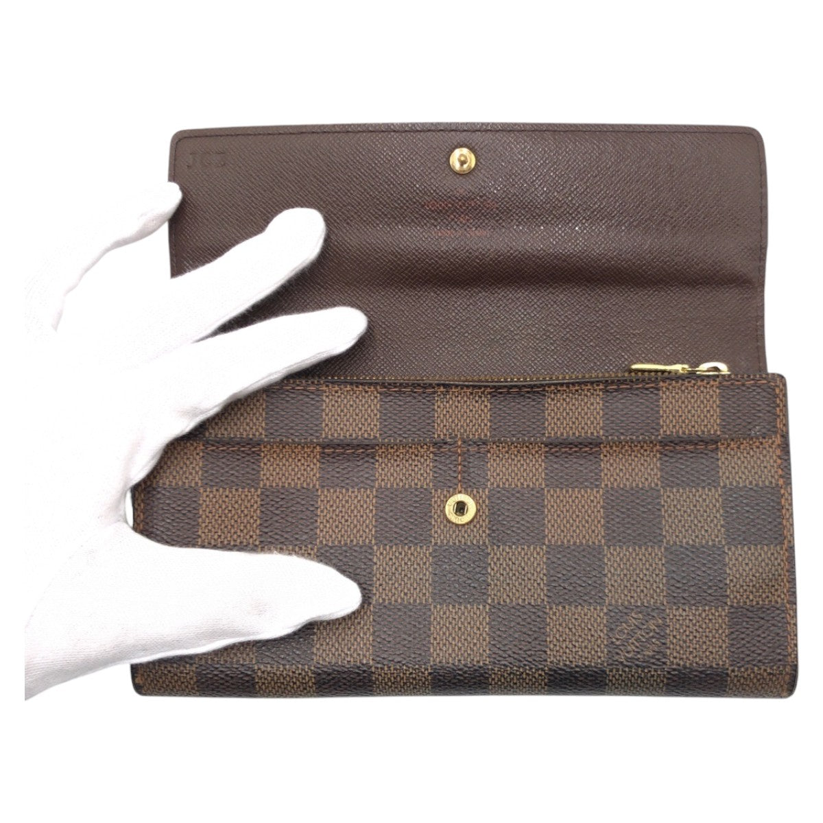 12840
LOUIS VUITTON ルイヴィトン ダミエ ポルトモネ クレディ ブラウン ゴールド金具 PVC N61725 長財布 ロングウォレット 男女兼用  レディース
