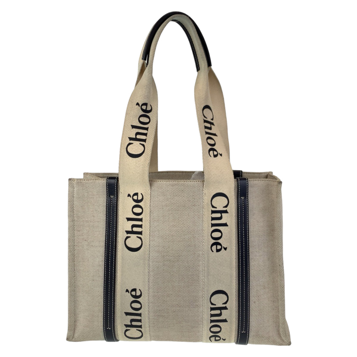 Chloe クロエ ウッディ ミディアム ホワイト 白 キャンバス ショルダーバッグ トートバッグ  レディース