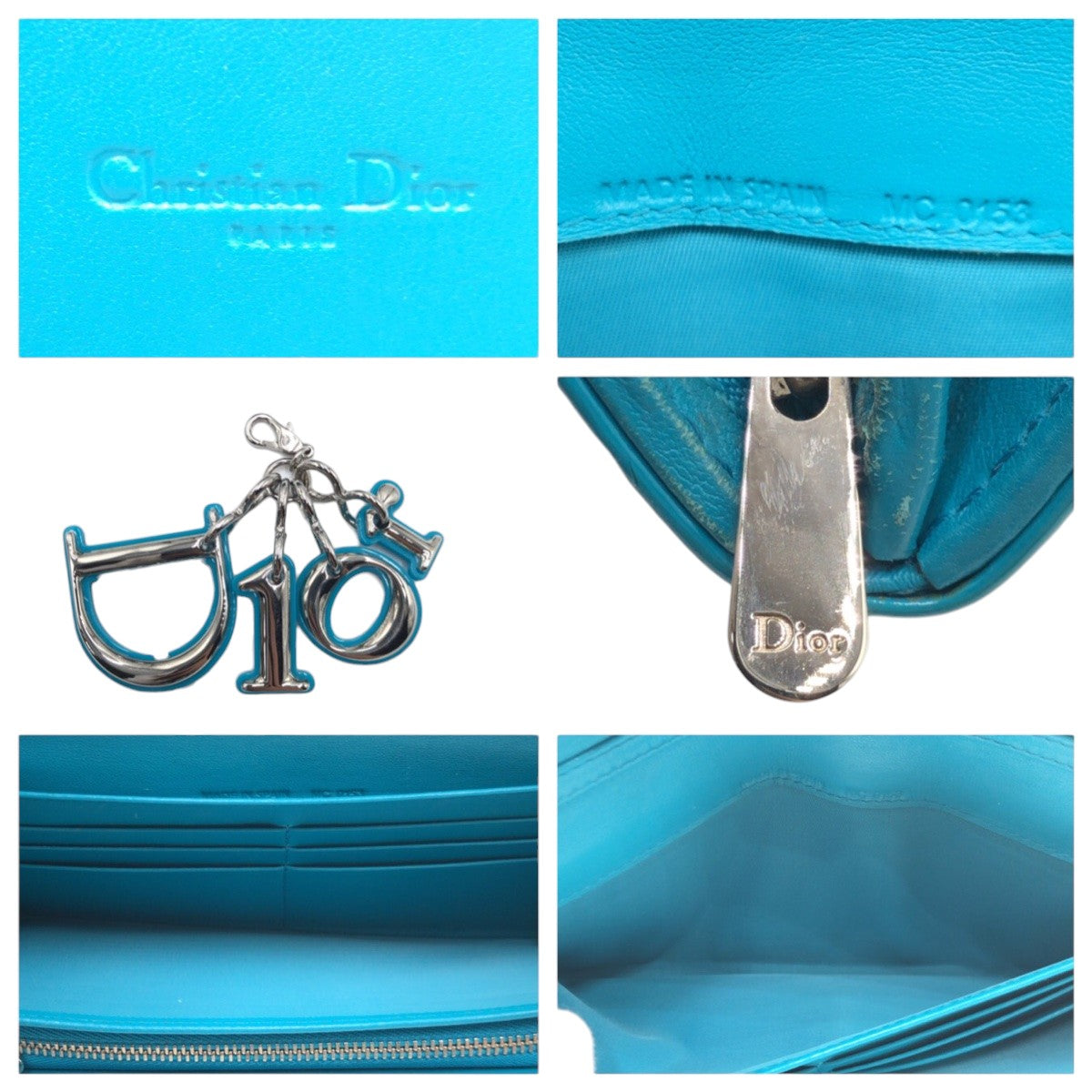 10839
Dior ディオール カナージュ ロゴチャーム ブルー シルバー金具 エナメル 長財布 チェーンウォレット  レディース AB38