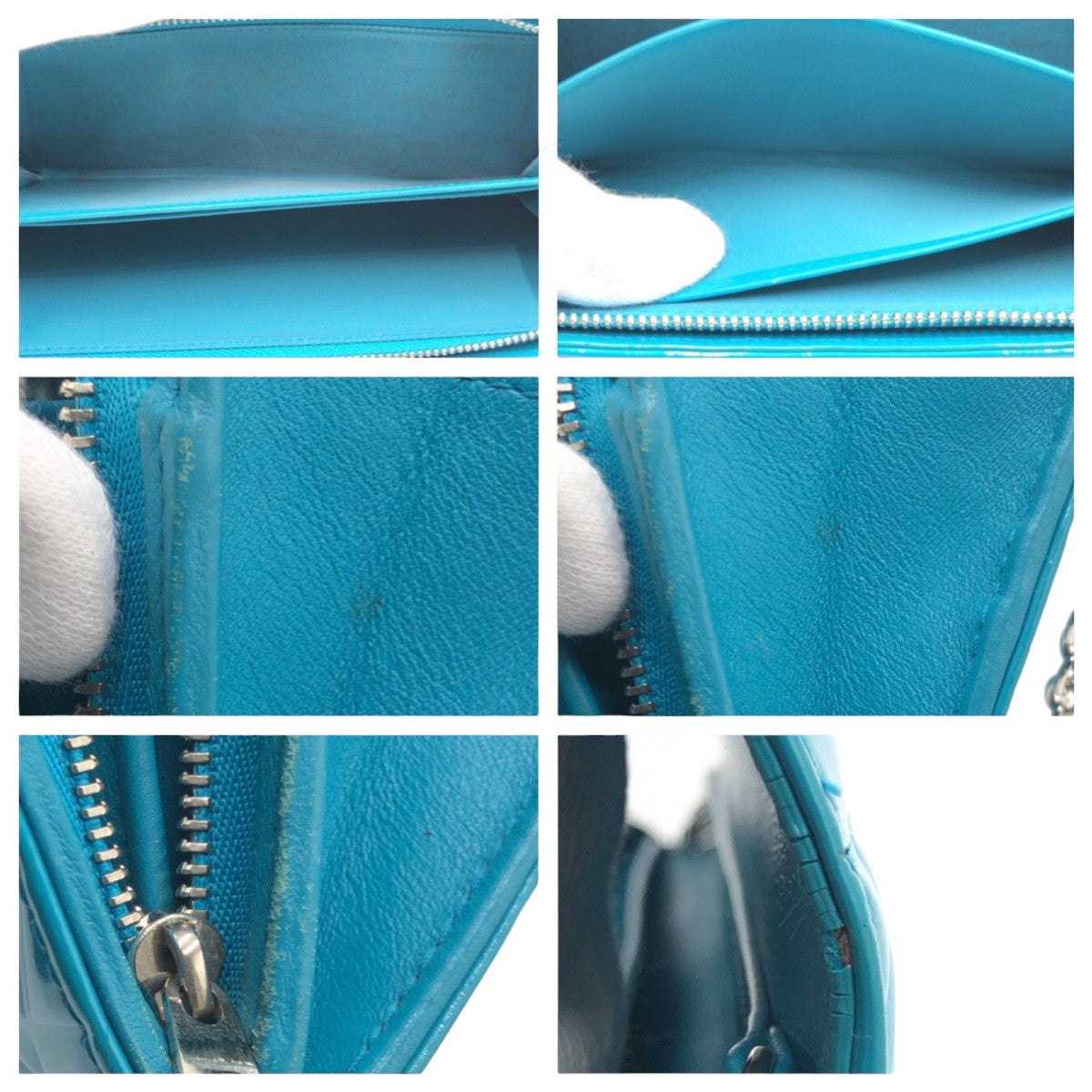 10839
Dior ディオール カナージュ ロゴチャーム ブルー シルバー金具 エナメル 長財布 チェーンウォレット  レディース AB38