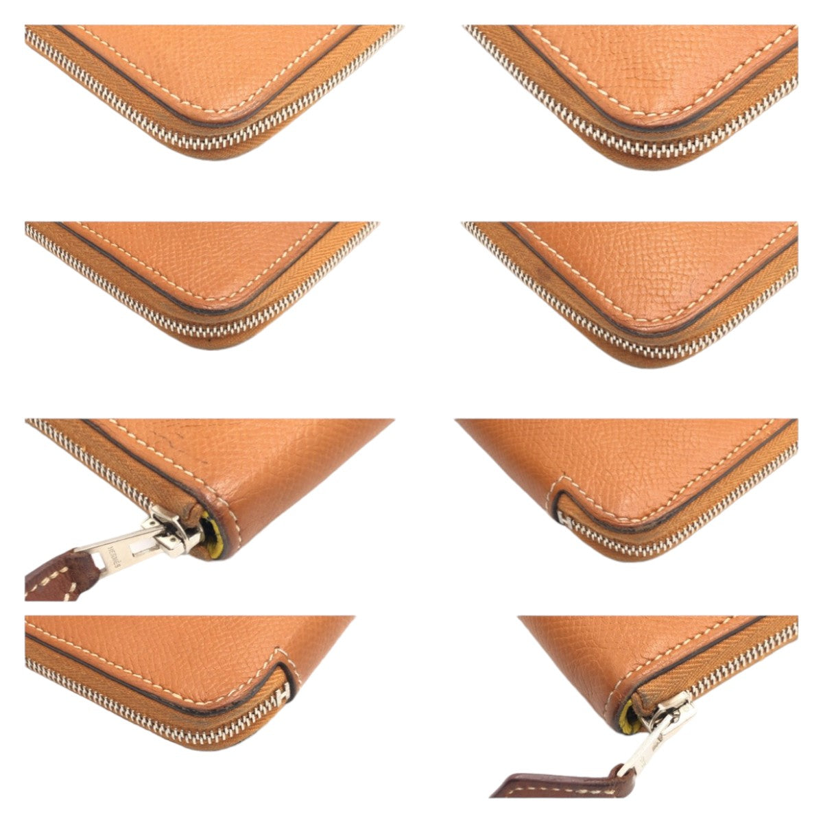 HERMES エルメス アザップ ロングシルクイン ブラウン キャメル ゴールド シルバー金具 ヴォーエプソン / シルク 長財布 ロングウォレット ラウンドファスナー  X刻印  レディース