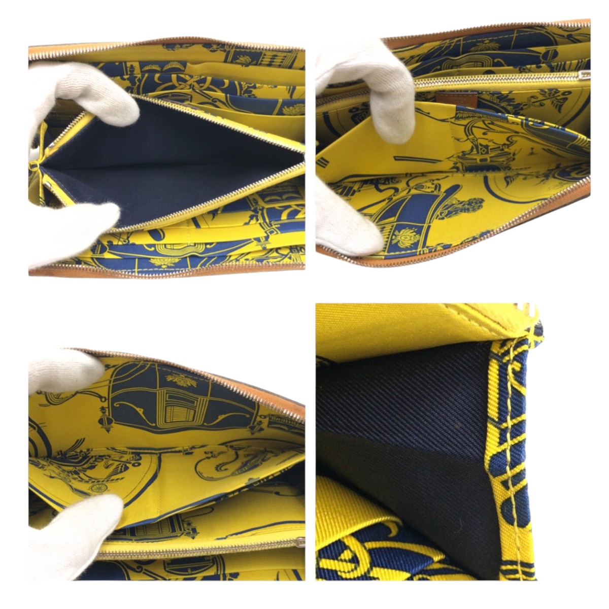 HERMES エルメス アザップ ロングシルクイン ブラウン キャメル ゴールド シルバー金具 ヴォーエプソン / シルク 長財布 ロングウォレット ラウンドファスナー  X刻印  レディース