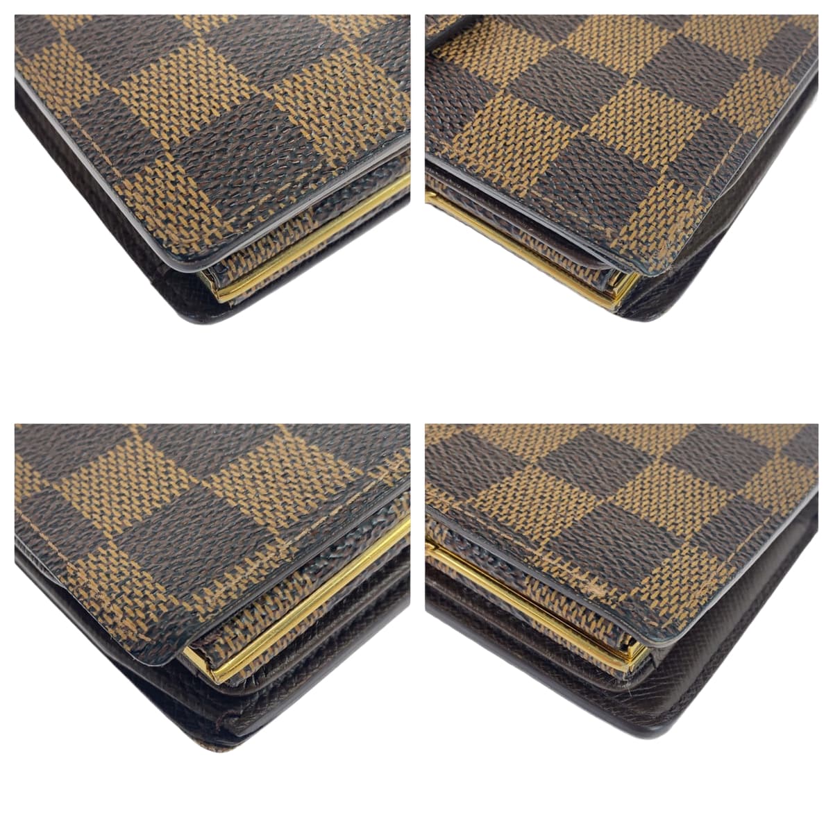 LOUIS VUITTON Damier Portemonnay Bi-fold Wallet, Brown, Gold Hardware, PVC, N61664, Women's, Bi-fold Wallet, Clasp Purse