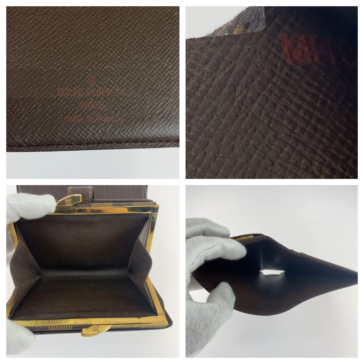 LOUIS VUITTON Damier Portemonnay Bi-fold Wallet, Brown, Gold Hardware, PVC, N61664, Women's, Bi-fold Wallet, Clasp Purse