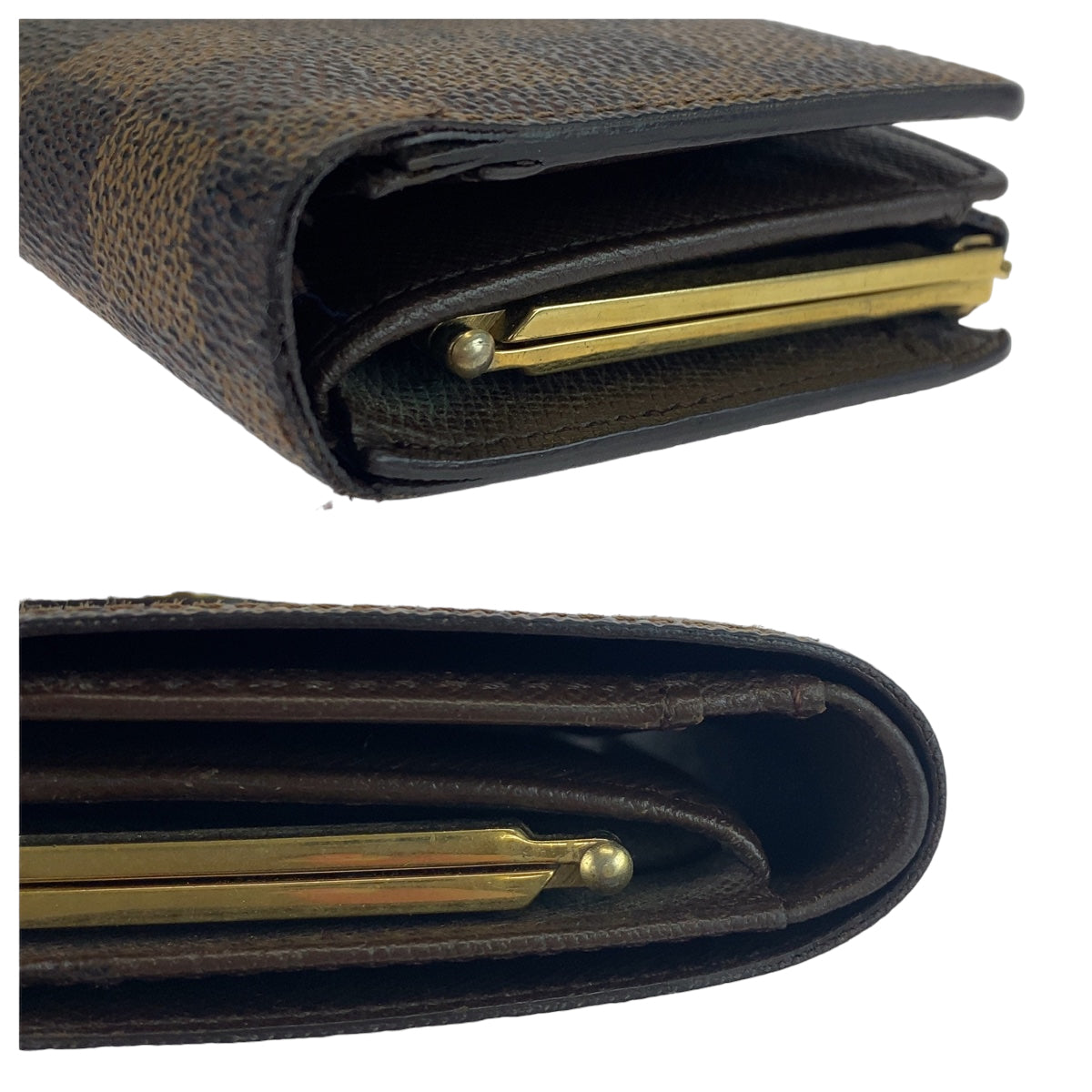 LOUIS VUITTON Damier Portemonnay Bi-fold Wallet, Brown, Gold Hardware, PVC, N61664, Women's, Bi-fold Wallet, Clasp Purse