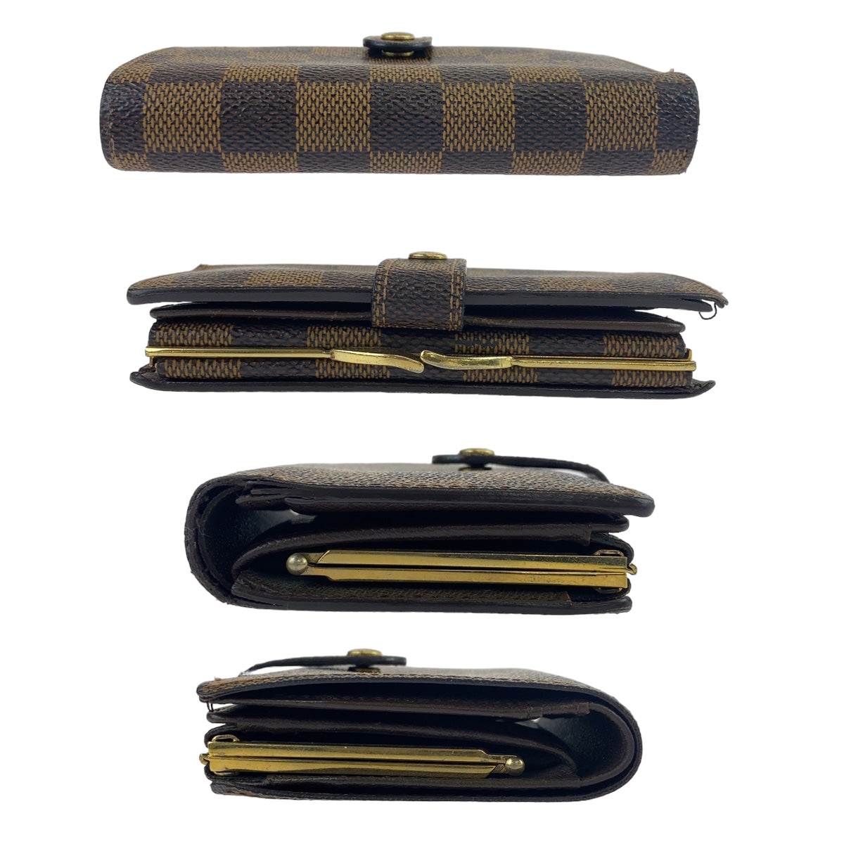 LOUIS VUITTON Damier Portemonnay Bi-fold Wallet, Brown, Gold Hardware, PVC, N61664, Women's, Bi-fold Wallet, Clasp Purse