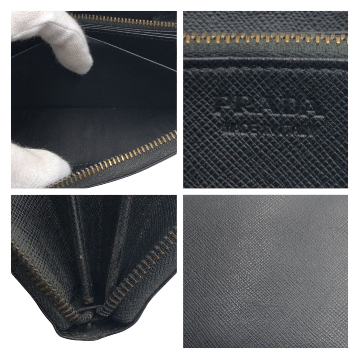 12841
PRADA プラダ サフィアーノ ブラック 黒 シルバー金具 レザー 2ML317 長財布 ロングウォレット  メンズ
