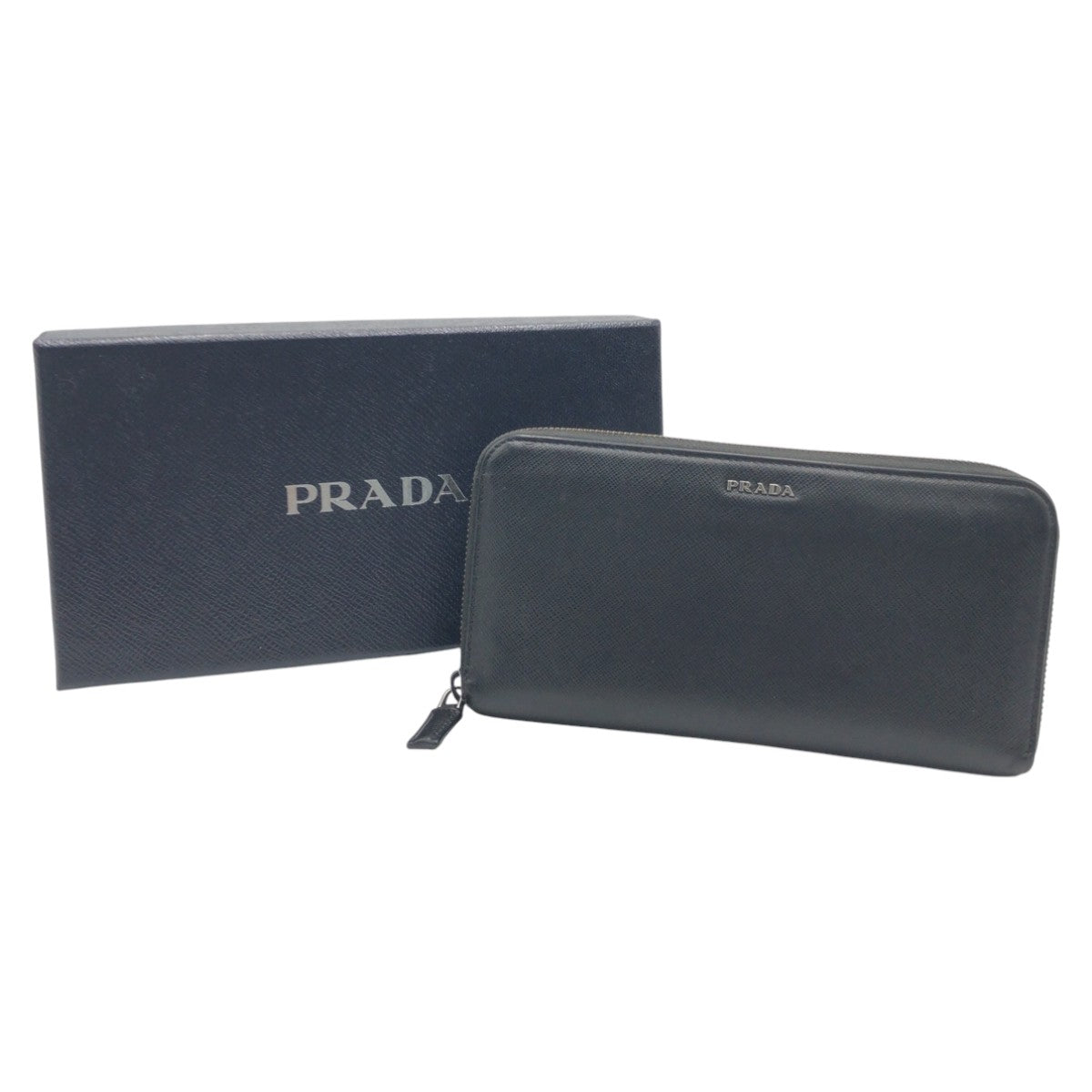12841
PRADA プラダ サフィアーノ ブラック 黒 シルバー金具 レザー 2ML317 長財布 ロングウォレット  メンズ