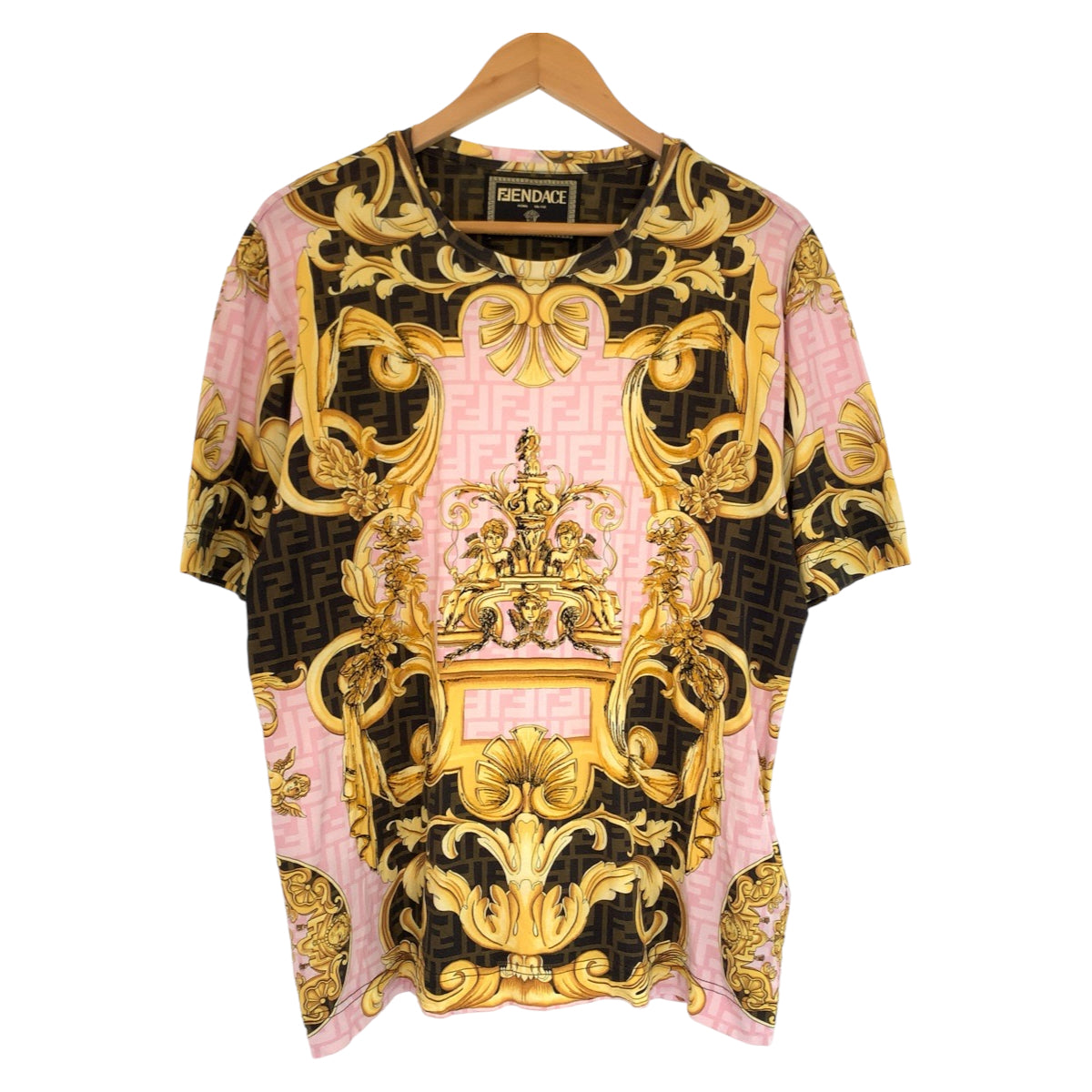 FENDI フェンディ 総柄 FENDI×VERSACE サイズM マルチカラー コットン 半袖Tシャツ クルーネック  メンズ