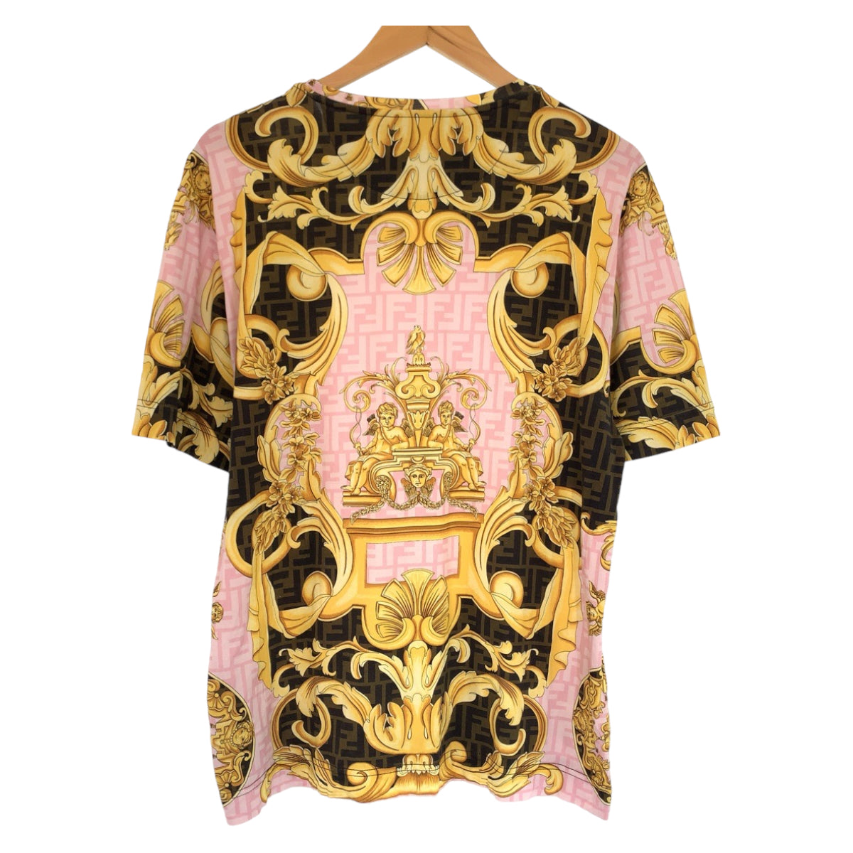 FENDI フェンディ 総柄 FENDI×VERSACE サイズM マルチカラー コットン 半袖Tシャツ クルーネック  メンズ