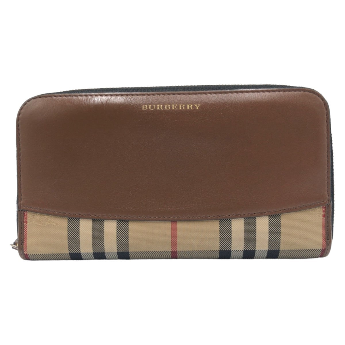 10850
BURBERRY バーバリー チェック柄 シャドーホース ブラウン シルバー金具 キャンバス / レザー 長財布 ロングウォレット  レディース