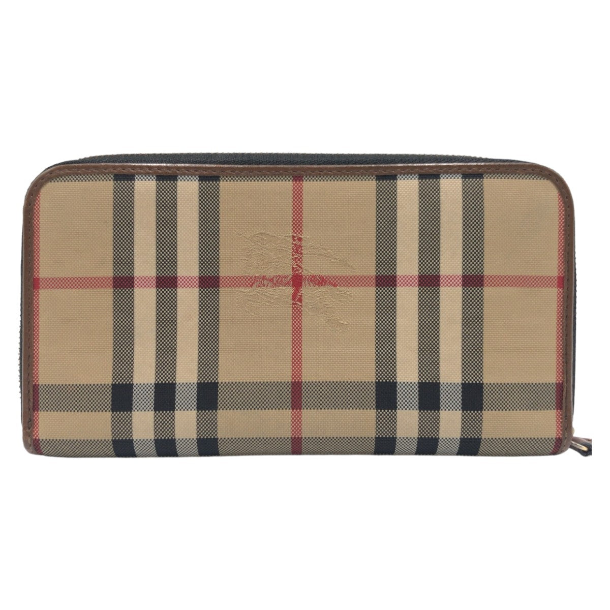 10850
BURBERRY バーバリー チェック柄 シャドーホース ブラウン シルバー金具 キャンバス / レザー 長財布 ロングウォレット  レディース