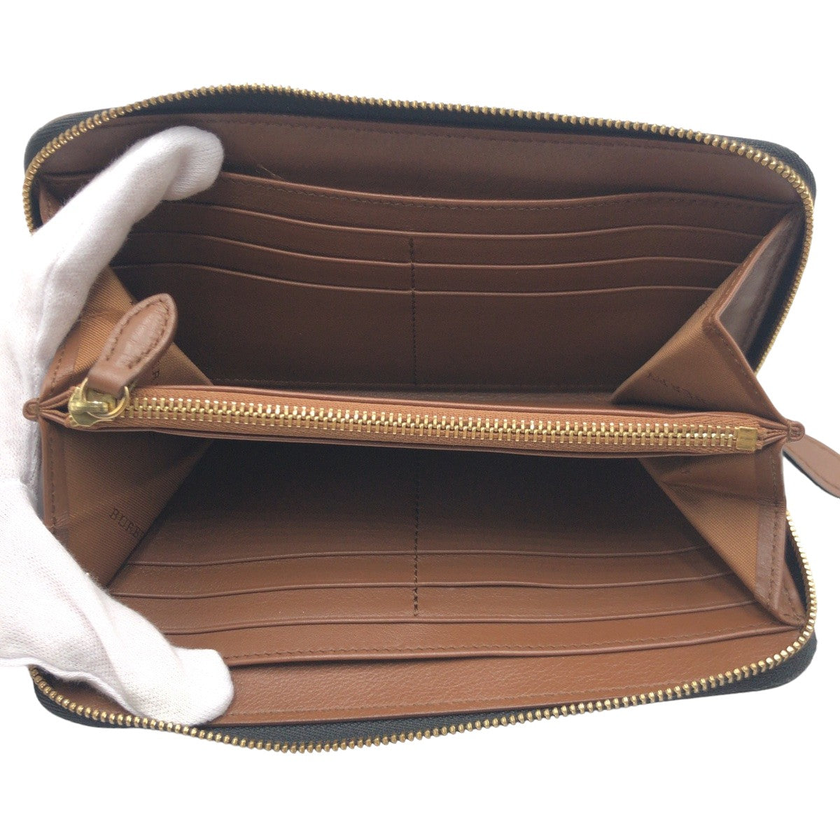 10850
BURBERRY バーバリー チェック柄 シャドーホース ブラウン シルバー金具 キャンバス / レザー 長財布 ロングウォレット  レディース
