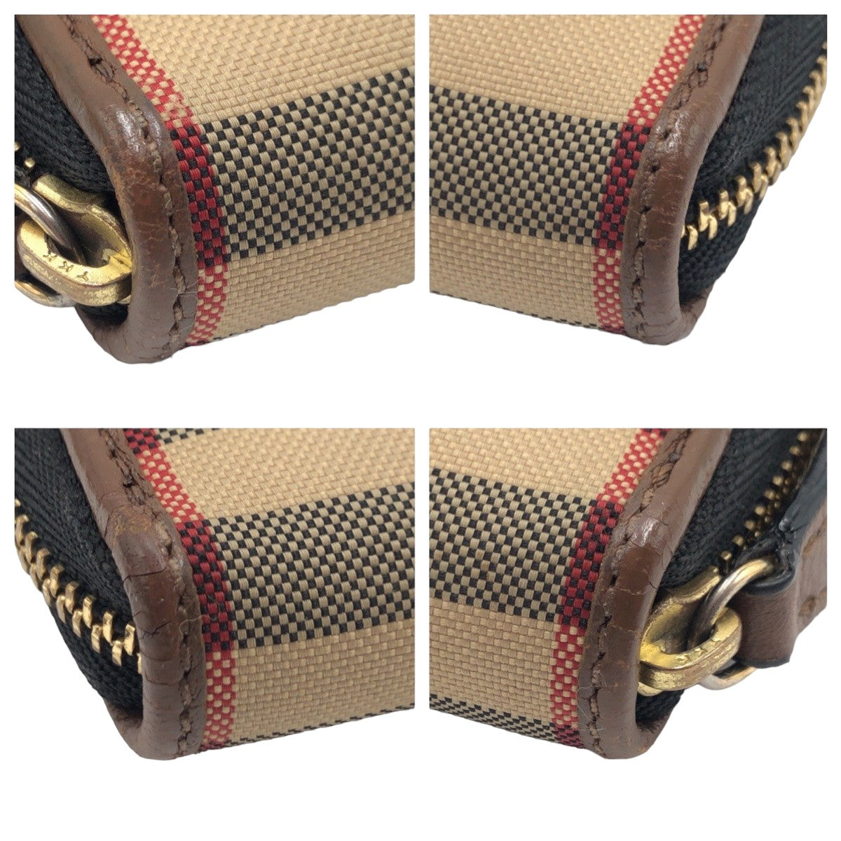 10850
BURBERRY バーバリー チェック柄 シャドーホース ブラウン シルバー金具 キャンバス / レザー 長財布 ロングウォレット  レディース