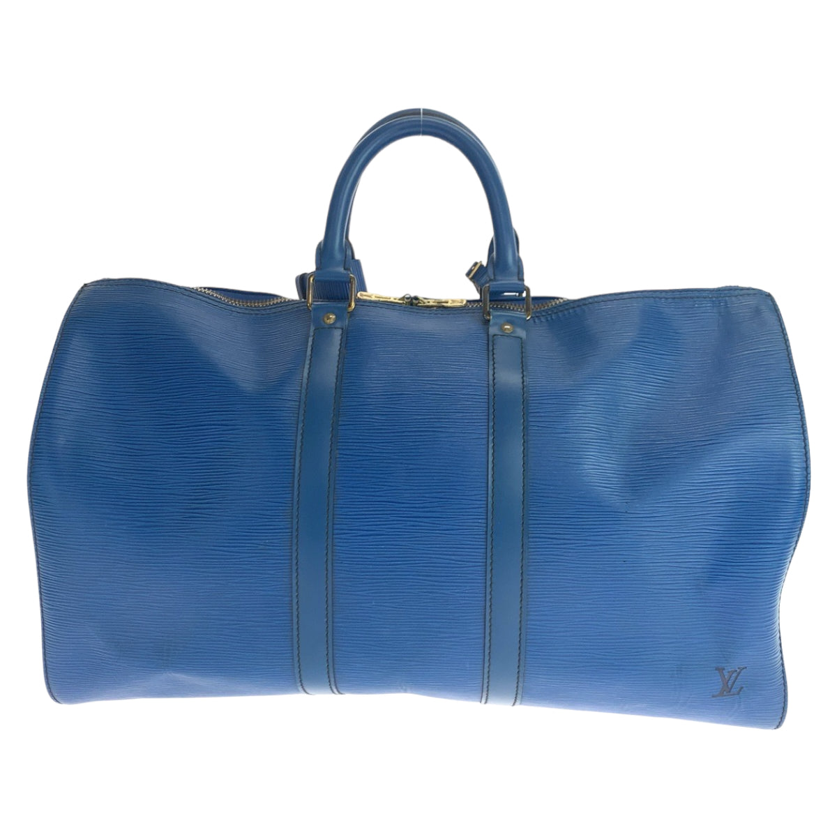 LOUIS VUITTON ルイヴィトン エピ キーポル45 トレドブルー 青 ゴールド金具 エピレザー M42975 ボストンバッグ 旅行バッグ  メンズ