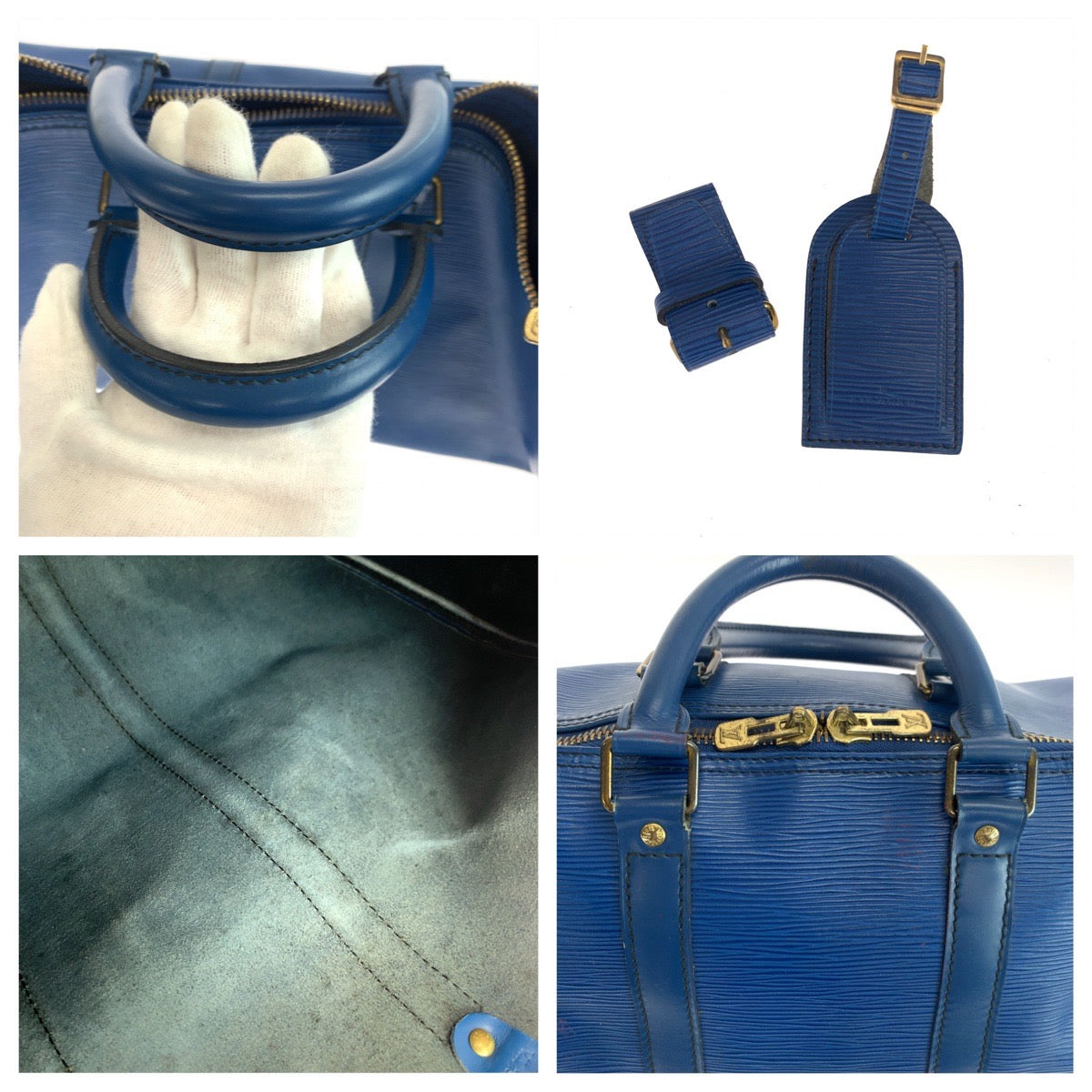 LOUIS VUITTON ルイヴィトン エピ キーポル45 トレドブルー 青 ゴールド金具 エピレザー M42975 ボストンバッグ 旅行バッグ  メンズ