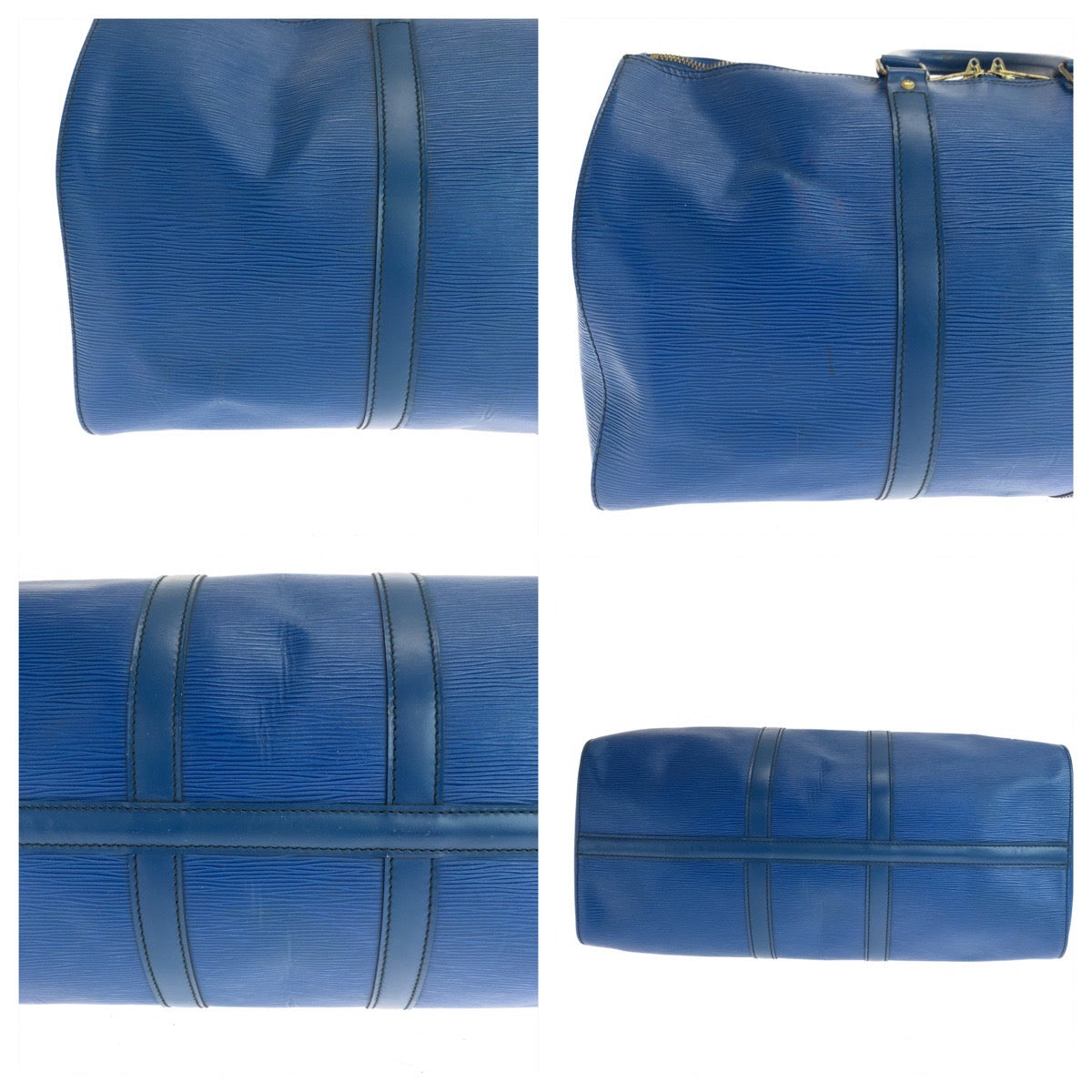 LOUIS VUITTON ルイヴィトン エピ キーポル45 トレドブルー 青 ゴールド金具 エピレザー M42975 ボストンバッグ 旅行バッグ  メンズ