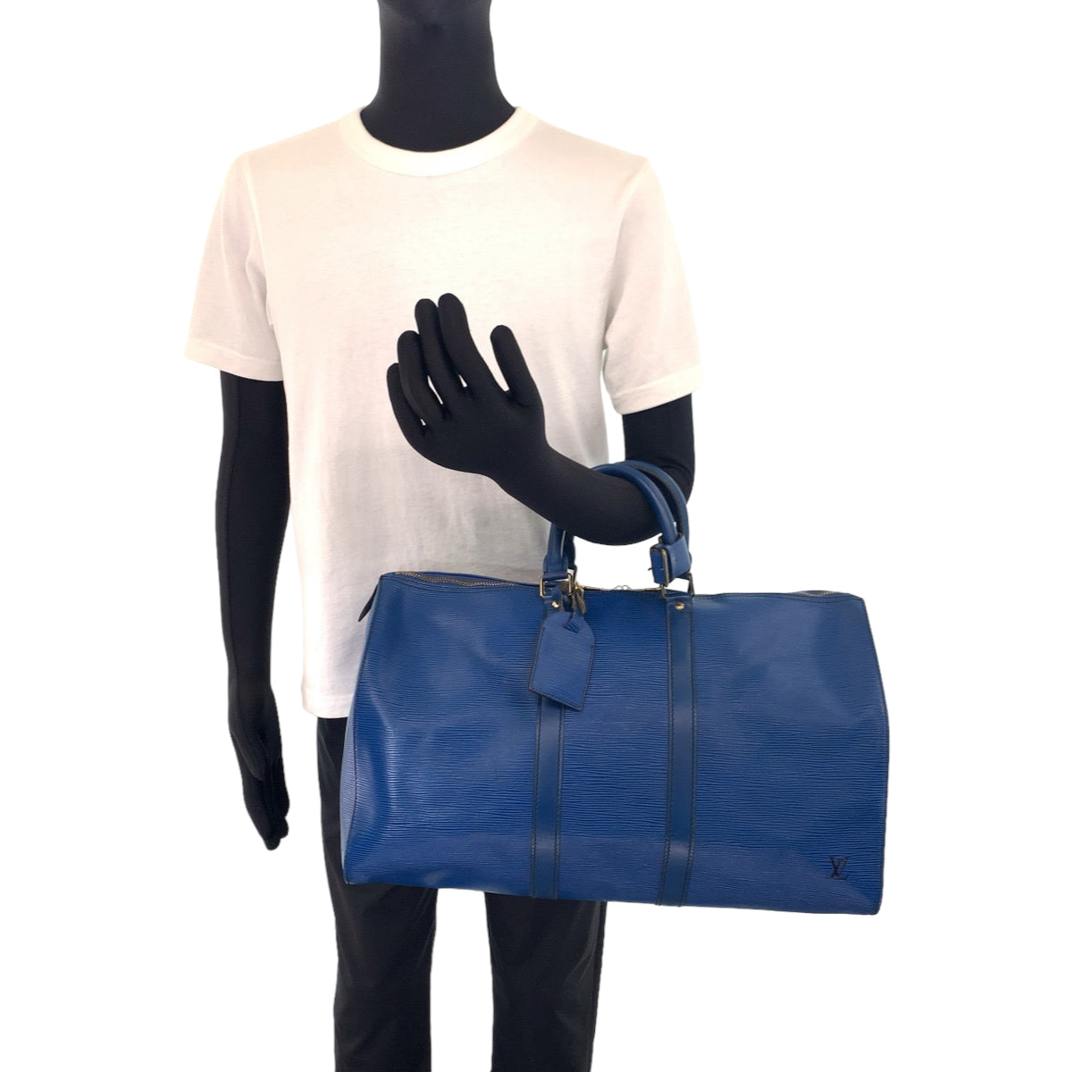 LOUIS VUITTON ルイヴィトン エピ キーポル45 トレドブルー 青 ゴールド金具 エピレザー M42975 ボストンバッグ 旅行バッグ  メンズ