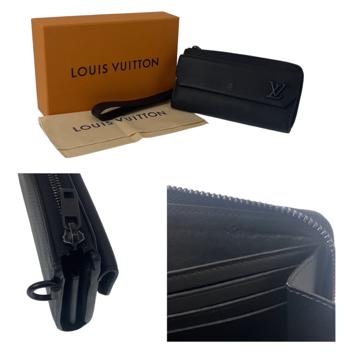 LOUIS VUITTON ルイヴィトン アエログラム ジッピーウォレット ロング ブラック 黒 ノワール レザー M69831 長財布 ウェアラブルウォレット  メンズ
