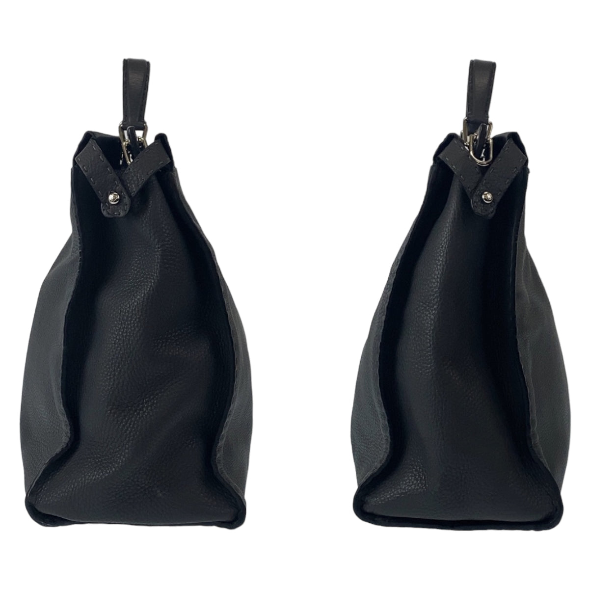 10860
FENDI フェンディ セレリア ピーカブー グレー シルバー金具 レザー ビジネスバッグ A4対応 ショルダーバッグ  メンズ