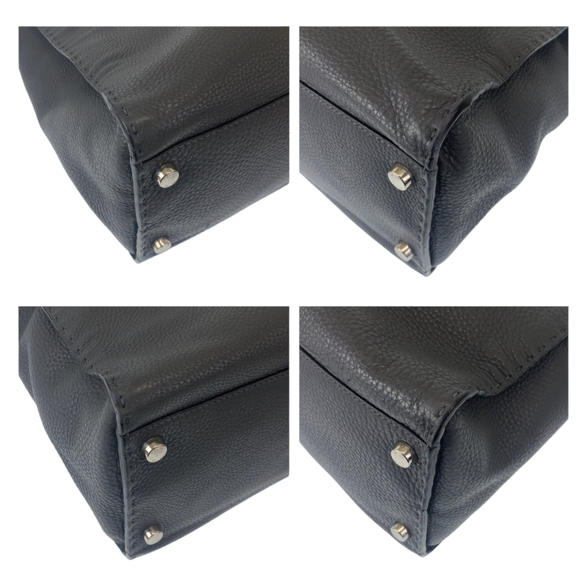 10860
FENDI フェンディ セレリア ピーカブー グレー シルバー金具 レザー ビジネスバッグ A4対応 ショルダーバッグ  メンズ