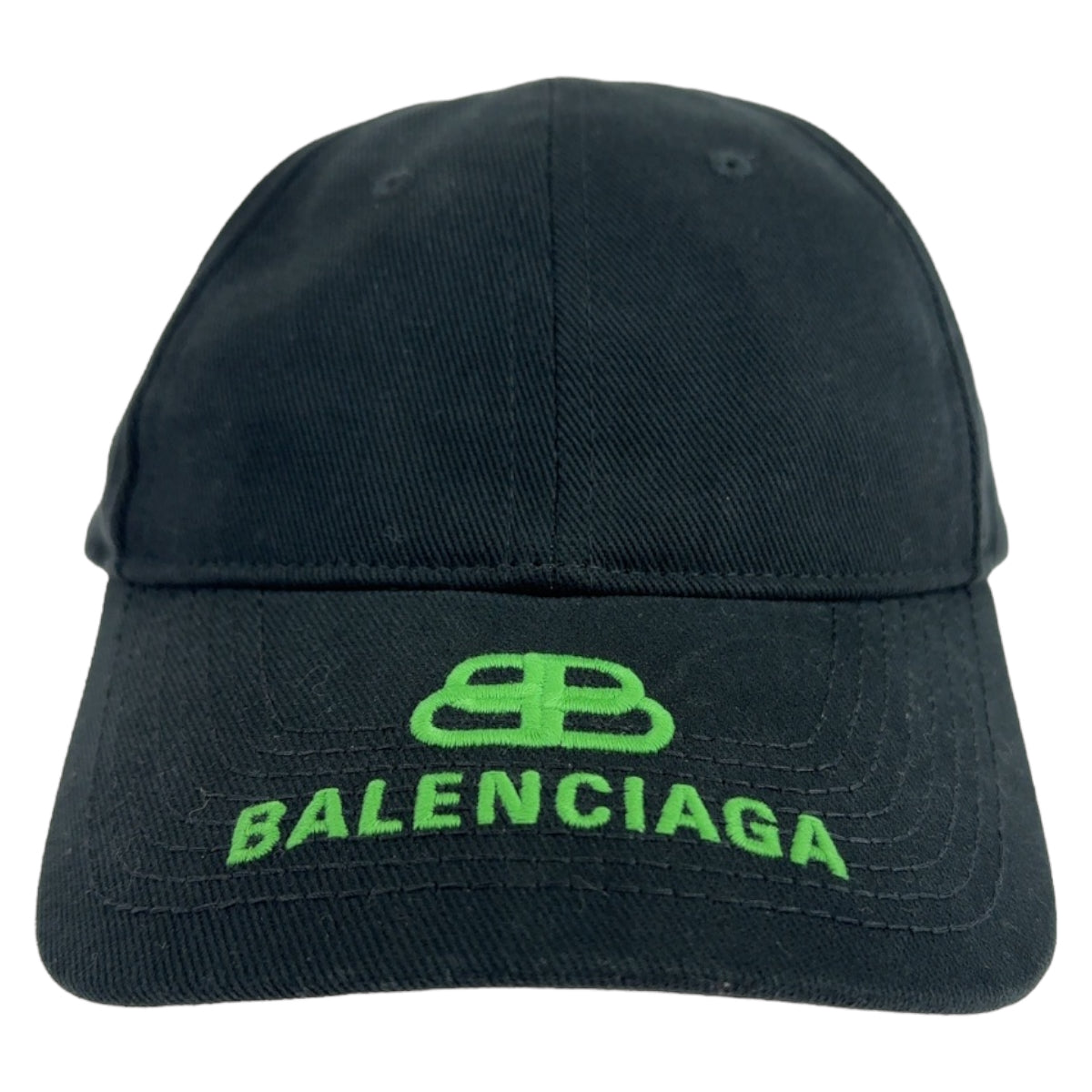 10865
BALENCIAGA バレンシアガ ロゴ刺繍 ベースボールキャップ サイズL ブラック 黒 グリーン キャンバス ベースボールキャップ キャップ 男女兼用  メンズ