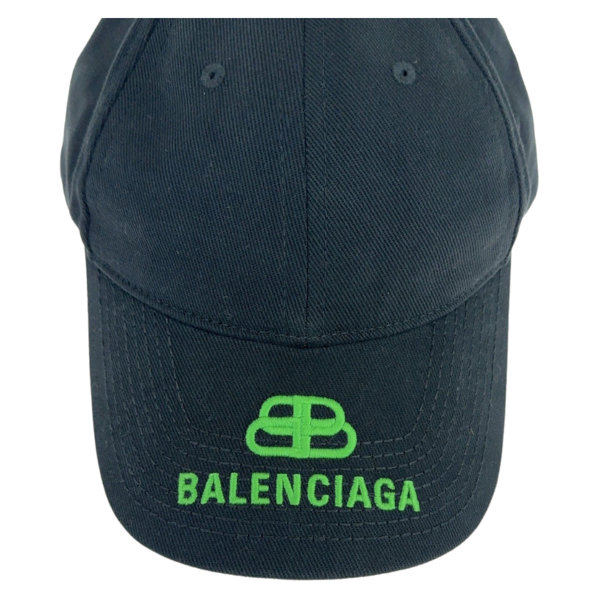 10865
BALENCIAGA バレンシアガ ロゴ刺繍 ベースボールキャップ サイズL ブラック 黒 グリーン キャンバス ベースボールキャップ キャップ 男女兼用  メンズ