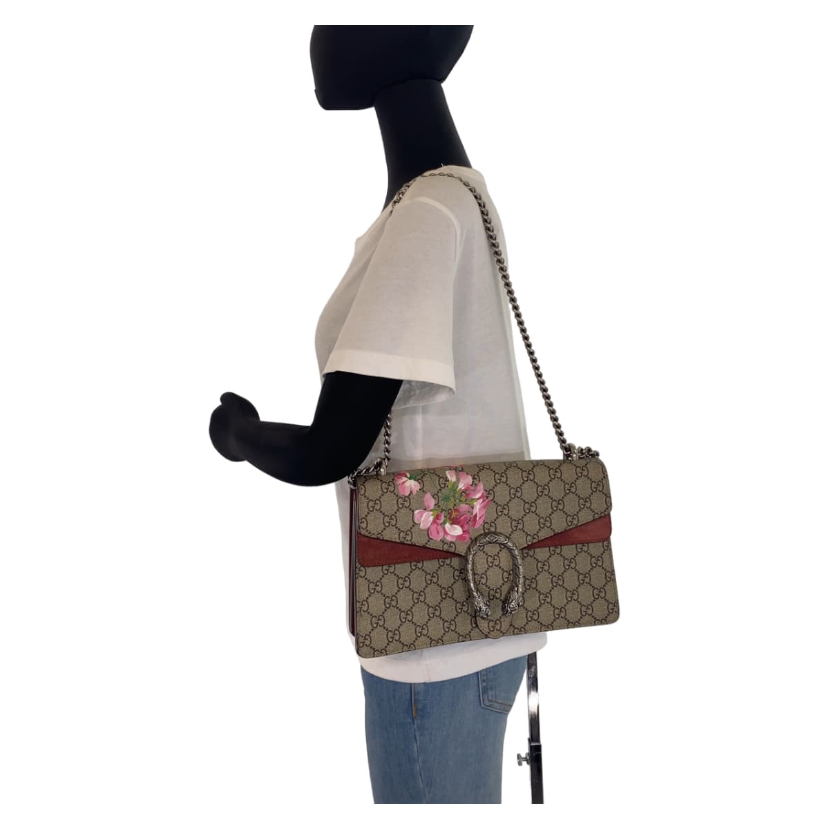 GUCCI グッチ ディオニュソス ブルームス ベージュ ピンク シルバー金具 GGスプリームキャンバス / スウェード 400249 ショルダーバッグ   レディース