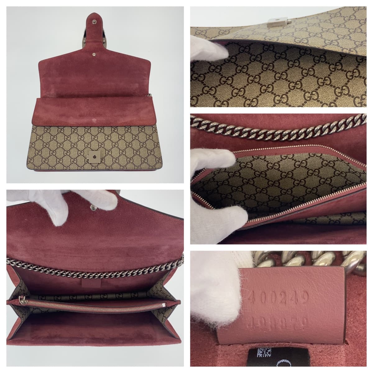 GUCCI グッチ ディオニュソス ブルームス ベージュ ピンク シルバー金具 GGスプリームキャンバス / スウェード 400249 ショルダーバッグ   レディース