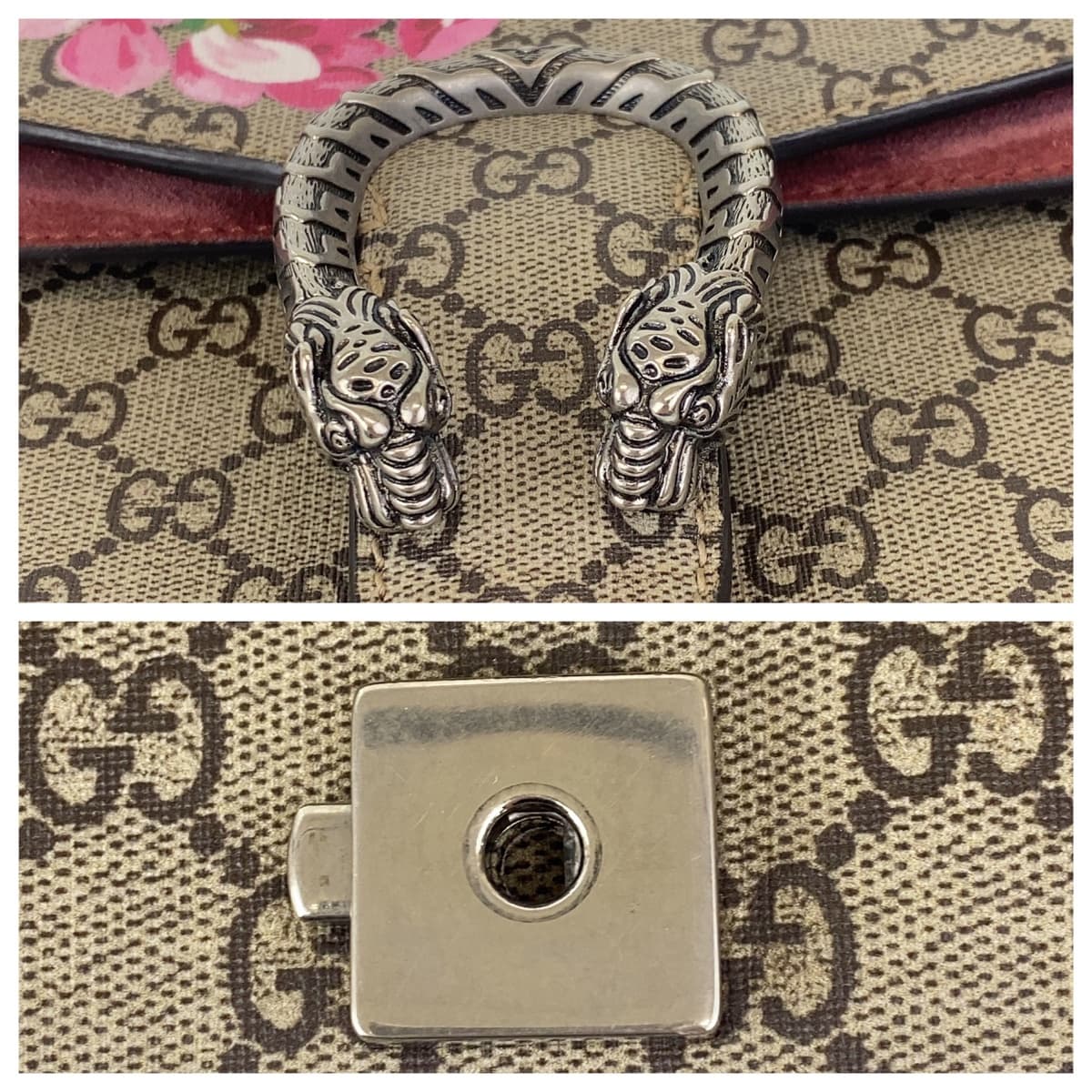 GUCCI グッチ ディオニュソス ブルームス ベージュ ピンク シルバー金具 GGスプリームキャンバス / スウェード 400249 ショルダーバッグ   レディース