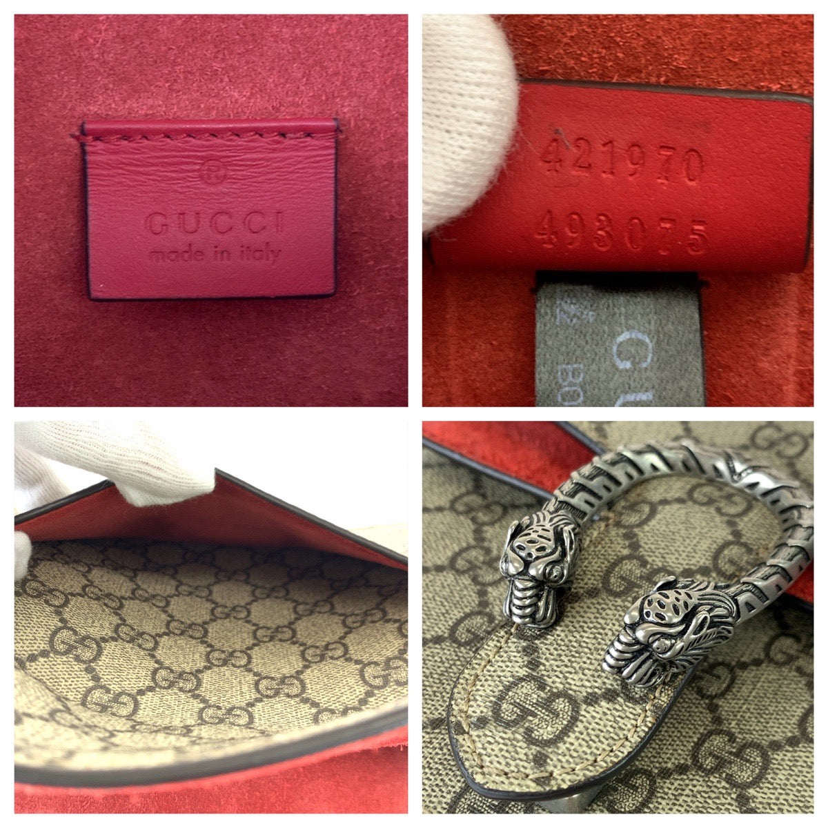 10867
GUCCI グッチ ディオニュソス ベージュ レッド 赤 シルバー金具 GGスプリームキャンバス チェーンショルダーバッグ ポシェット  レディース