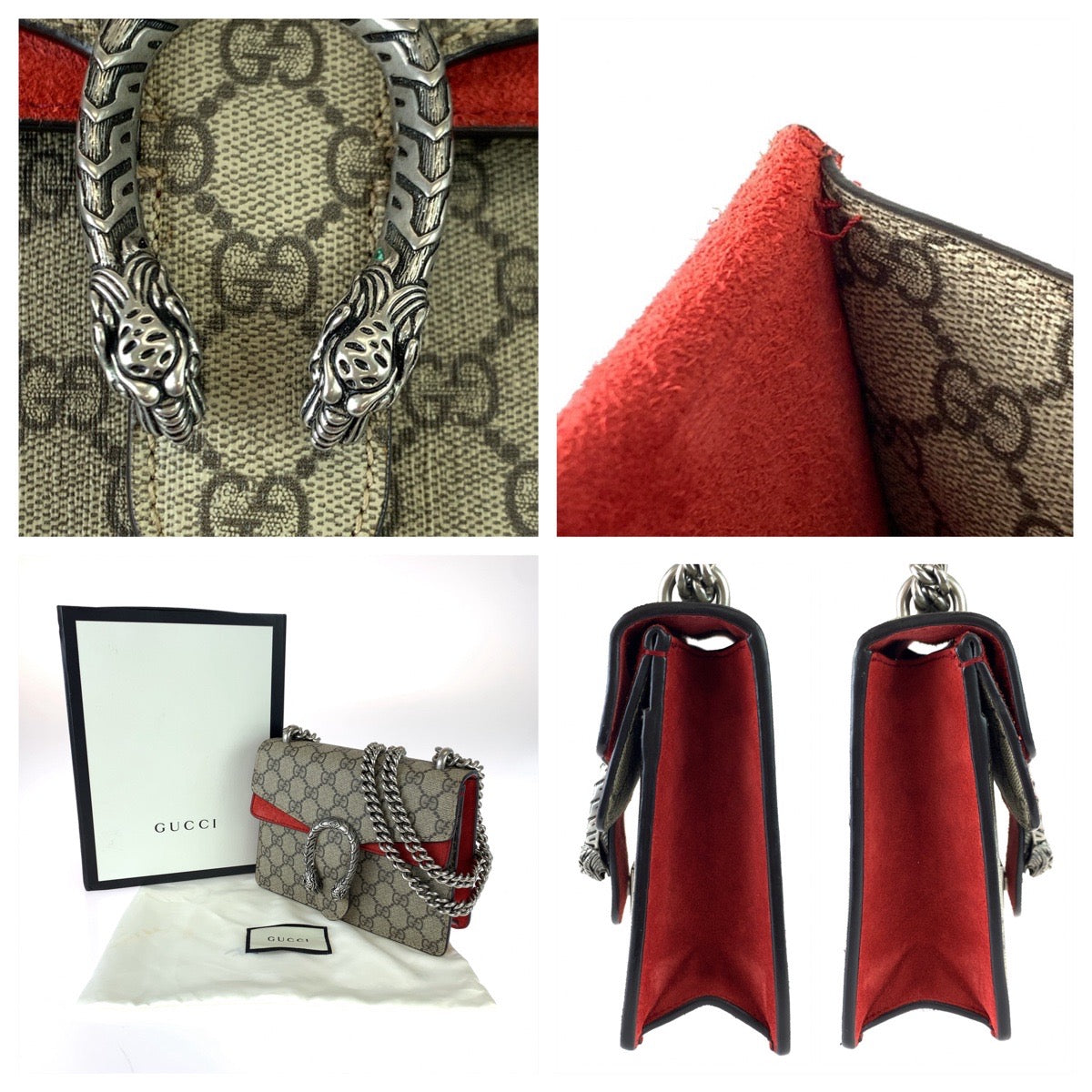 10867
GUCCI グッチ ディオニュソス ベージュ レッド 赤 シルバー金具 GGスプリームキャンバス チェーンショルダーバッグ ポシェット  レディース