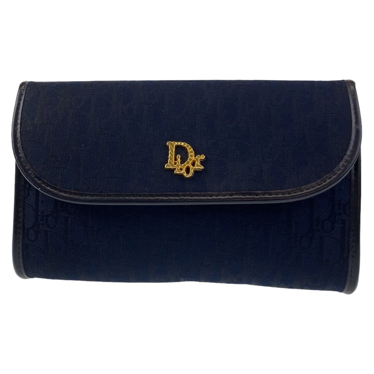 10869
Dior ディオール ヴィンテージ トロッター ネイビー ゴールド金具 キャンバス チェーン ショルダーバッグ ハンドバッグ 2way  レディース SA42