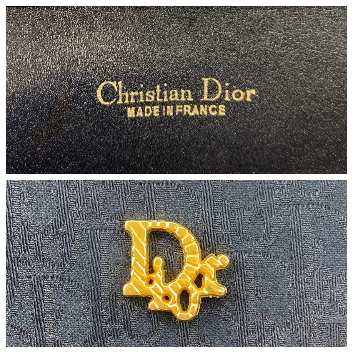 10869
Dior ディオール ヴィンテージ トロッター ネイビー ゴールド金具 キャンバス チェーン ショルダーバッグ ハンドバッグ 2way  レディース