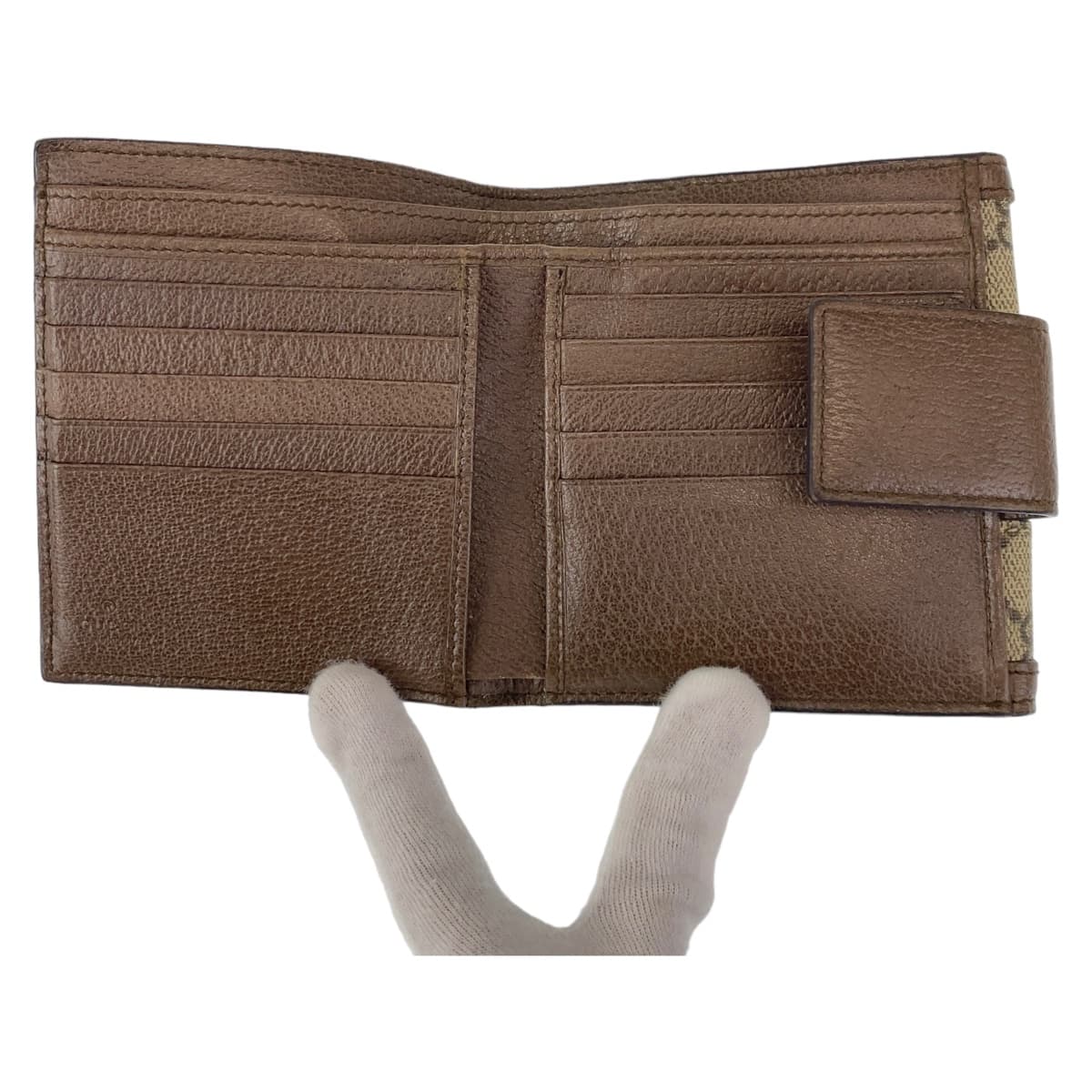 10871
GUCCI グッチ シェリーライン GGマーモント ブラウン ベージュ ゴールド金具 GGスプリームキャンバス / レザー 折財布 コンパクトウォレット  レディース