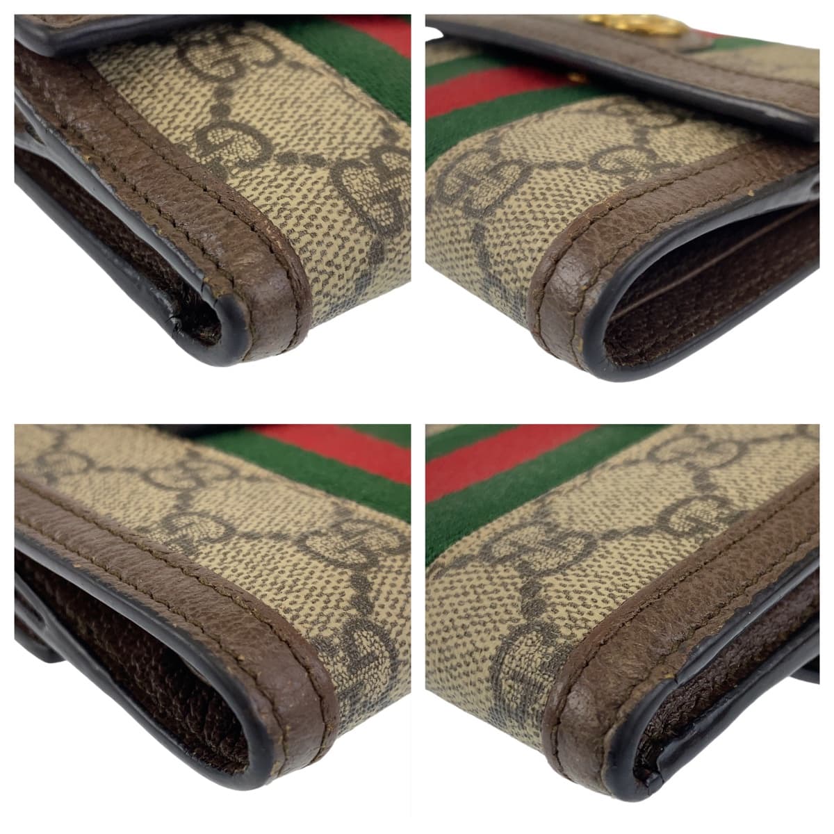 10871
GUCCI グッチ シェリーライン GGマーモント ブラウン ベージュ ゴールド金具 GGスプリームキャンバス / レザー 折財布 コンパクトウォレット  レディース