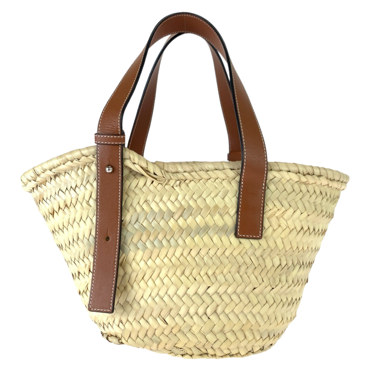 10872
 LOEWE Anagram Basket Bag Beige Brown Silver Hardware Raffia/Leather 327 02 S93 Tote Bag Handbag Basket Bag Women's