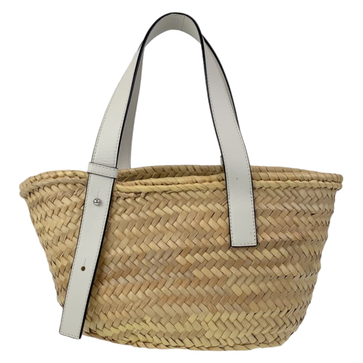 LOEWE ロエベ アナグラム バスケットバッグ ベージュ ホワイト ラフィア / レザー トートバッグ ハンドバッグ カゴバッグ  レディース