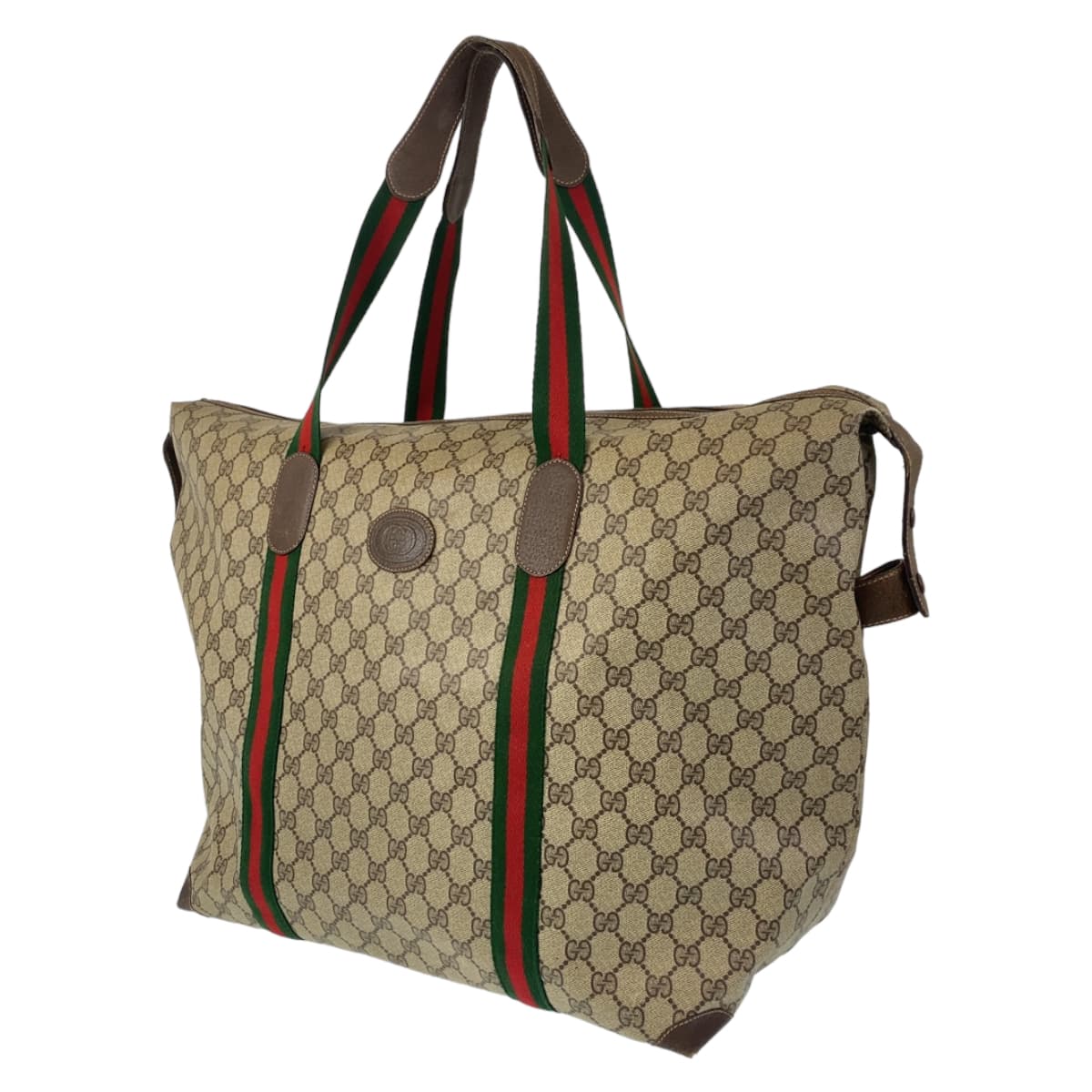 GUCCI グッチ ヴィンテージ オールドグッチ シェリーライン ベージュ ブラウン 茶色 GGスプリームキャンバス 156 19 012 トートバッグ ショルダーバッグ 男女兼用  メンズ