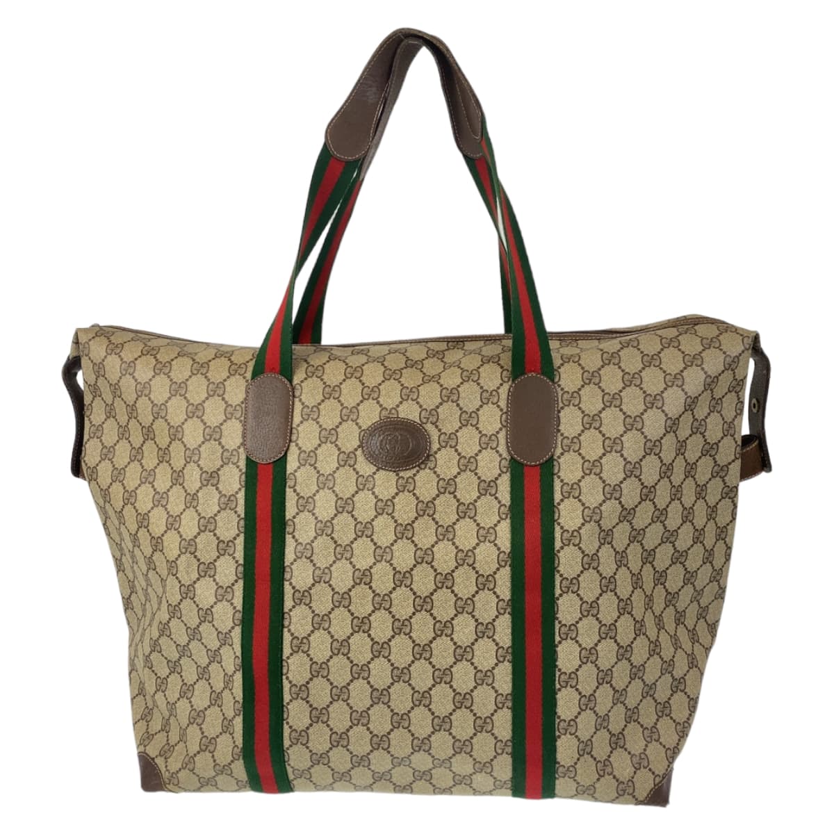 GUCCI グッチ ヴィンテージ オールドグッチ シェリーライン ベージュ ブラウン 茶色 GGスプリームキャンバス 156 19 012 トートバッグ ショルダーバッグ 男女兼用  メンズ