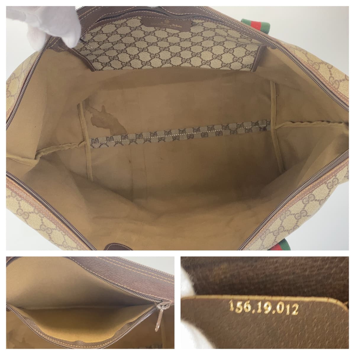 GUCCI グッチ ヴィンテージ オールドグッチ シェリーライン ベージュ ブラウン 茶色 GGスプリームキャンバス 156 19 012 トートバッグ ショルダーバッグ 男女兼用  メンズ